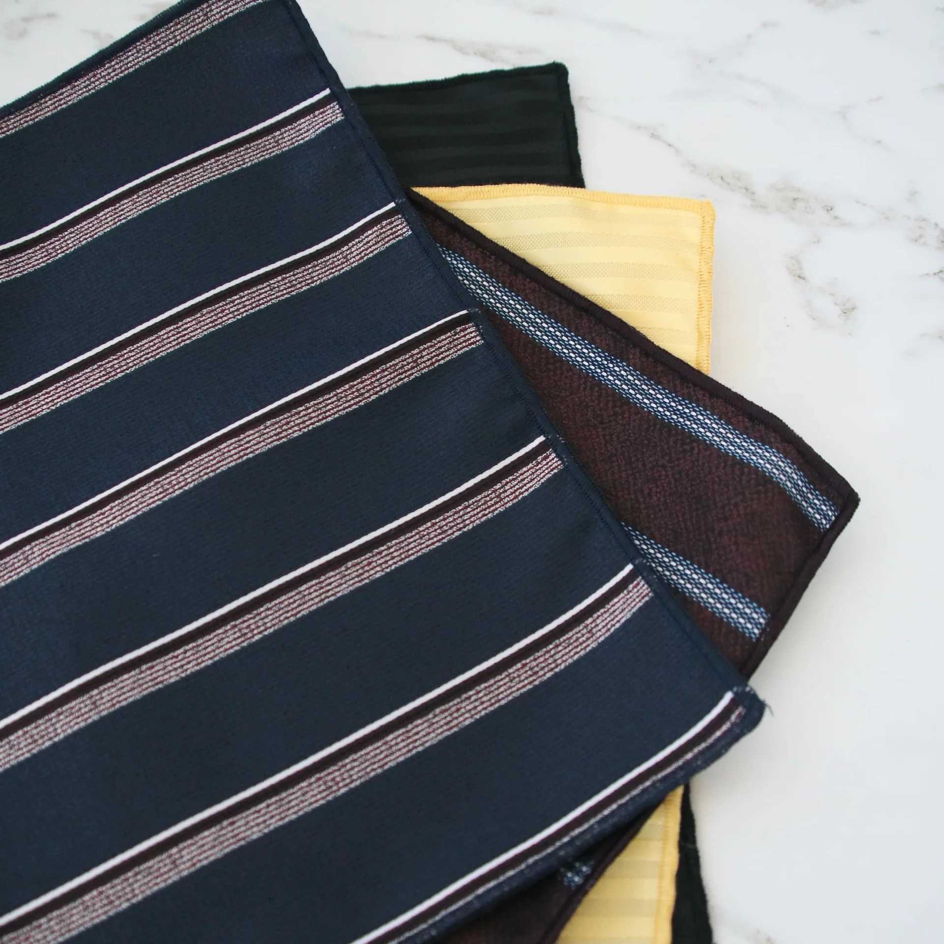 24CM Mens Striped Plaid Handkerchief Formal Dress Suit Pocket Square Towel Business Polyester Chest Shirt Accessories Navy HankyX240921