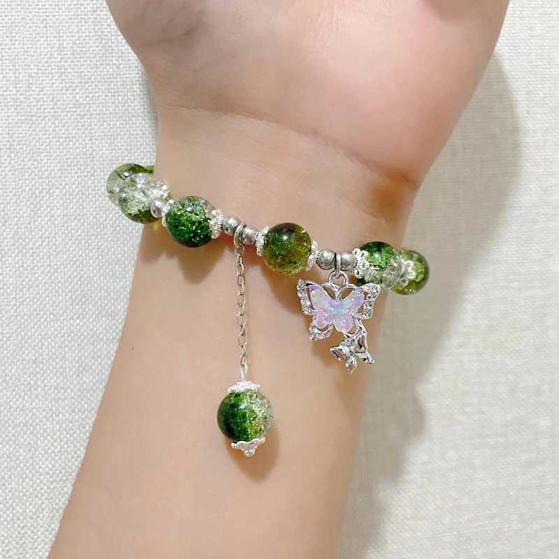 2024 New Butterfly Ice Crack Beaded Bracelet Women Girls Fashion Sweet Imitation Opal Bracelet Charms Gift For Girl FriendX240921