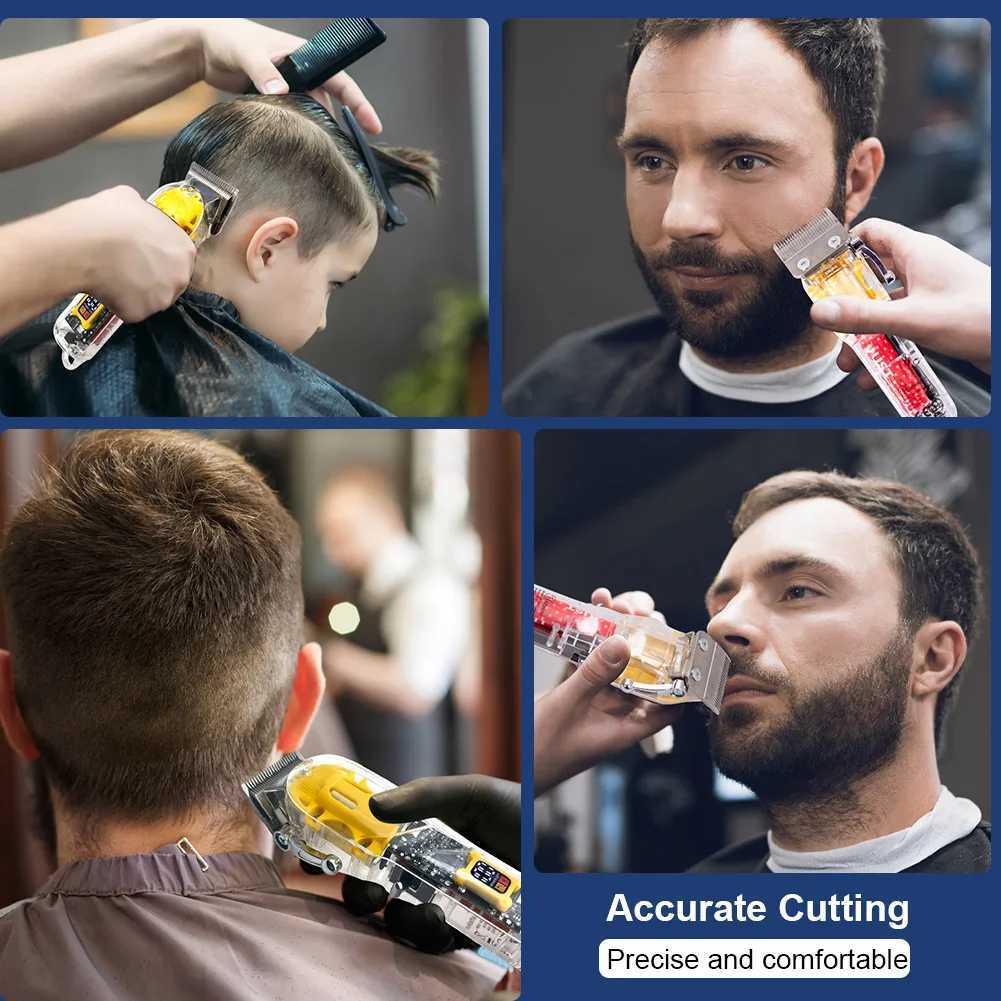Hair Trimmer Led Dispilay Electric Hair Clippers Transparent Wireless for Men Barber Hair Cutting Machine Cordless Beard Trimmer M240921