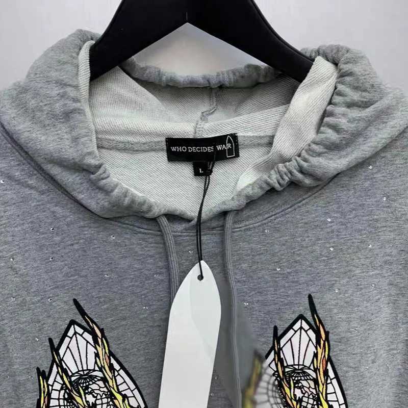 Men's Hoodies Sweatshirts High Street WDW Hoodies Autumn/Winter New Fashion Flame Creative Printing Washing Puller Who Decids War Sweatshirts J24