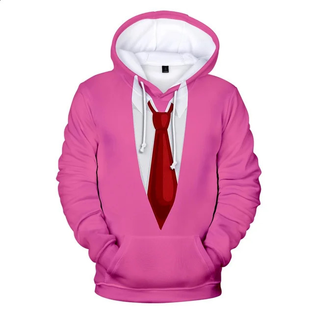Funny Fake Suit Fashion 3D Hoodie Tailcoat Bow Printed Loose Hoodie Sportswear 240921