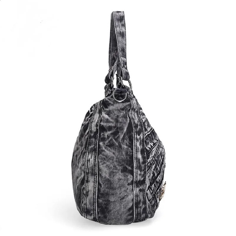 Casual jeans denim womens shoulder bag retro handbag 240919