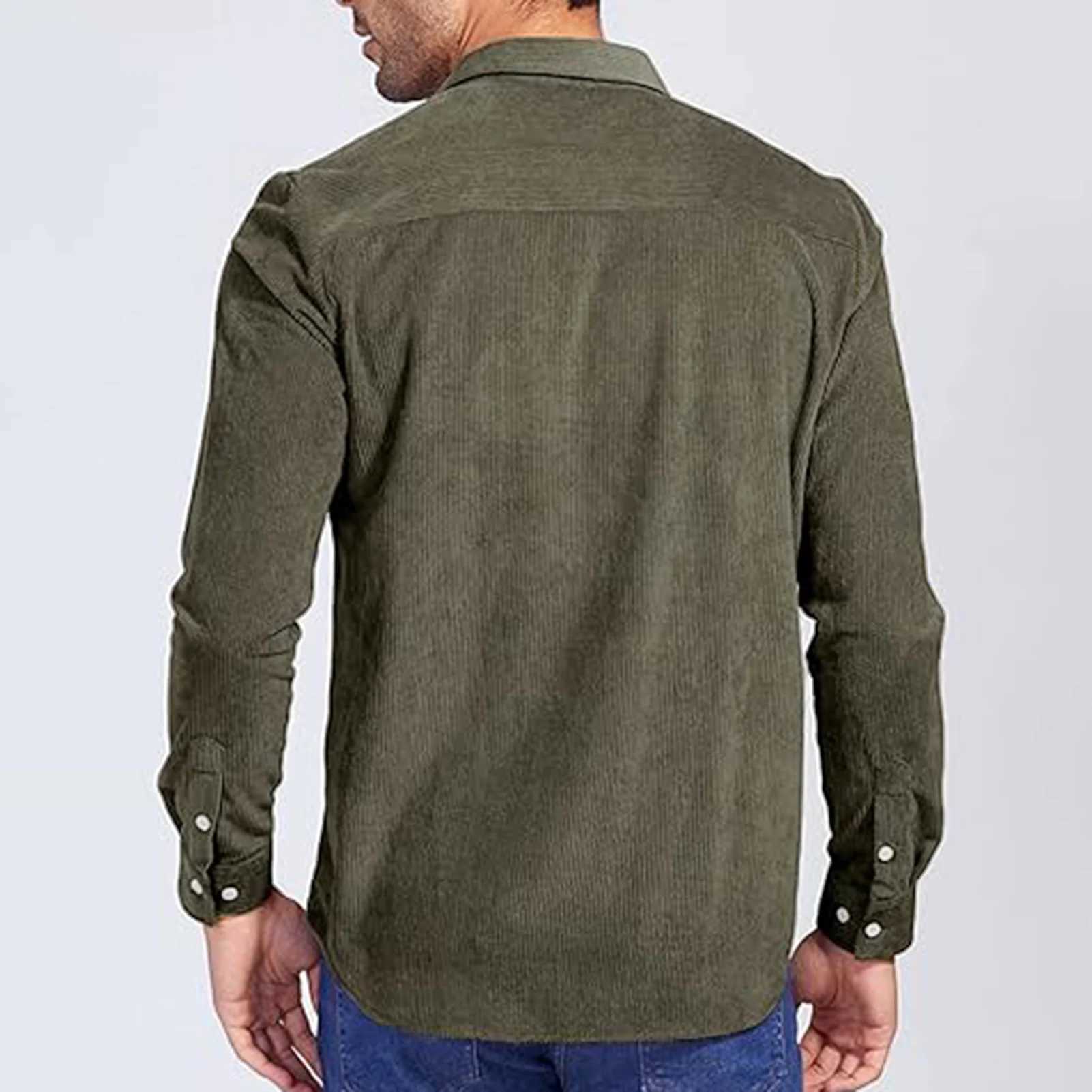 Mens Corduroy Button Down Shirts Long Sleeves Classic Corduroy Shirt Jacket Gift for Christmas Birthday M240921