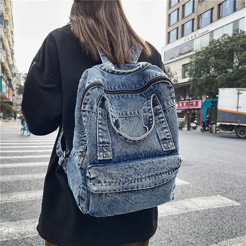 Cowboy backpack for men and women casual large capacity laptop bag college student fashionable blue travel Borsa 240919