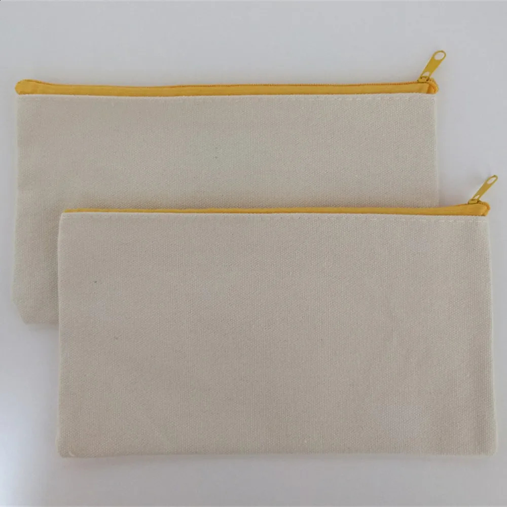 1Pcs Canvas Zipper Bags Multifunctional Blank DIY Craft Pouches Pencil Cosmetic Jewelry Case Pouch For Home School Travel 240919