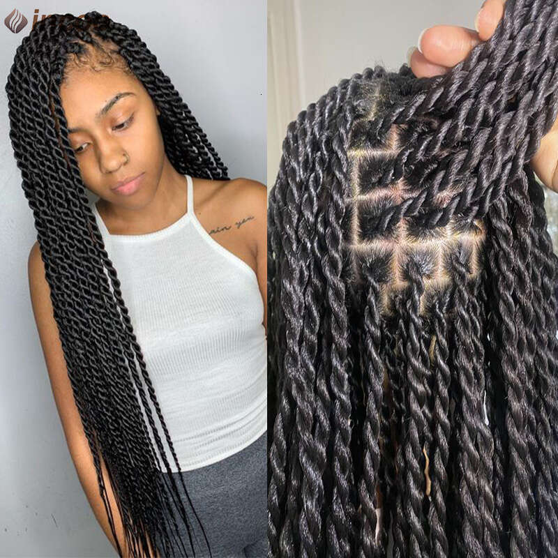 Senegalese Twist Front For Black Women Synthetic Full Lace Frontal Wigs Pre Plucked Box Braids Passion Twists