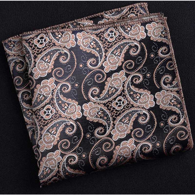 fashion men neck tie handkerchief embriodery suit mens wedding silk pocket square luxury paisley striped handkerchief red hankyX240921
