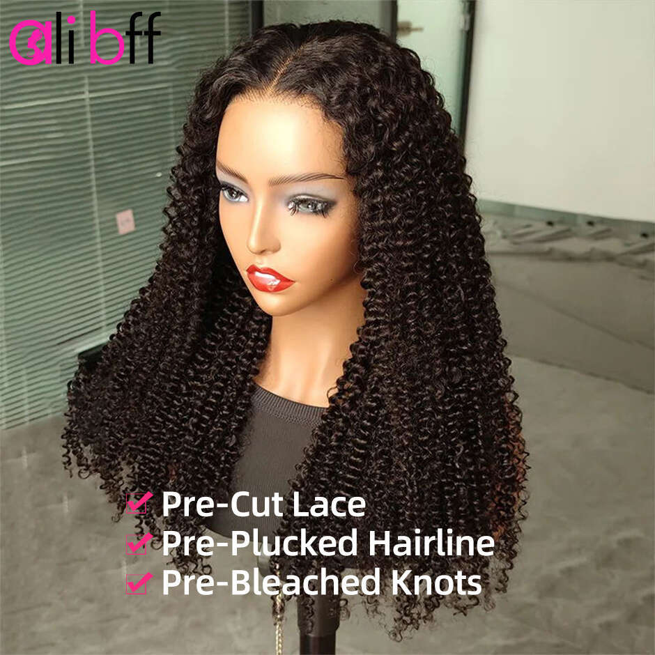 ALI BFF Go Glueless Human Hair PreBleached Knots Ready To Wear Curly Preplucked Wigs For Women Precut HD Lace Front Wig