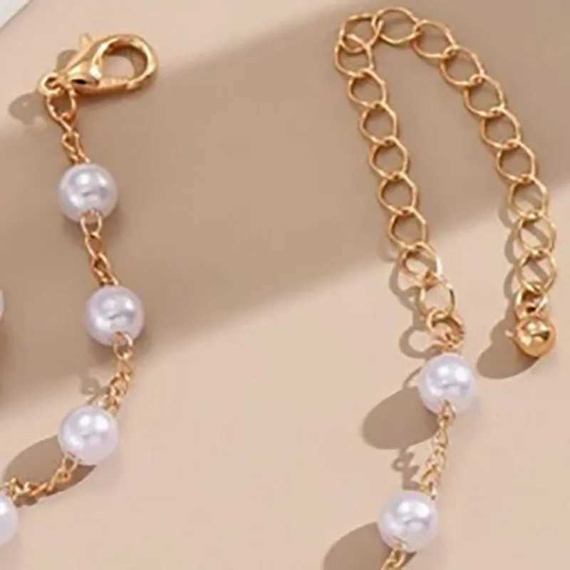 Kpop Style Sweet Beaded Bracelet For Women Elegant Simple Imitation-pearl Chain Wristband Accessories Party Wedding Gift JewelryX240921