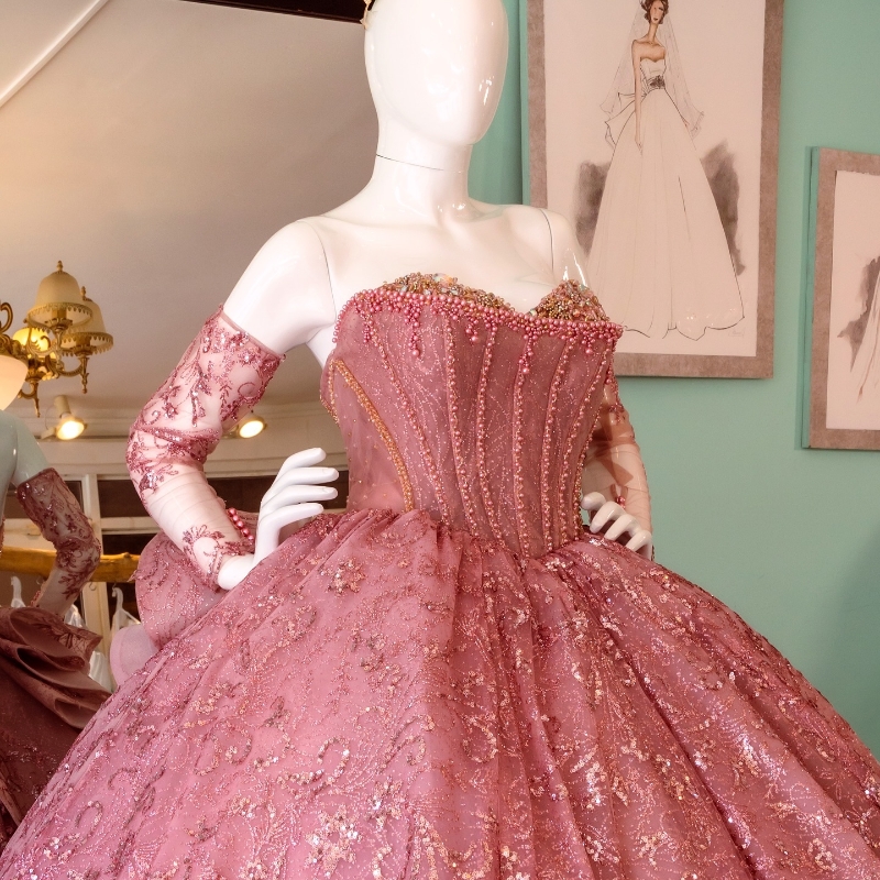 Pink Shiny Princess Quinceanera Dresses Off the Shoulder Ball Gown Sweet 16 Dress Sequin Appliques Lace Beads Vestidos De 15 Anos