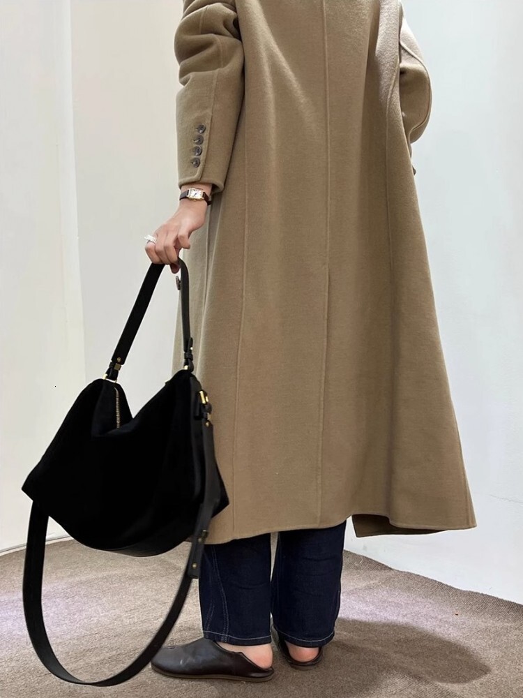 Autumn Office Ladies Vintage Single Shoulder Zip High Capacity Soft Suede Genuine Leather Pillow Bag Women Crossbody Bags