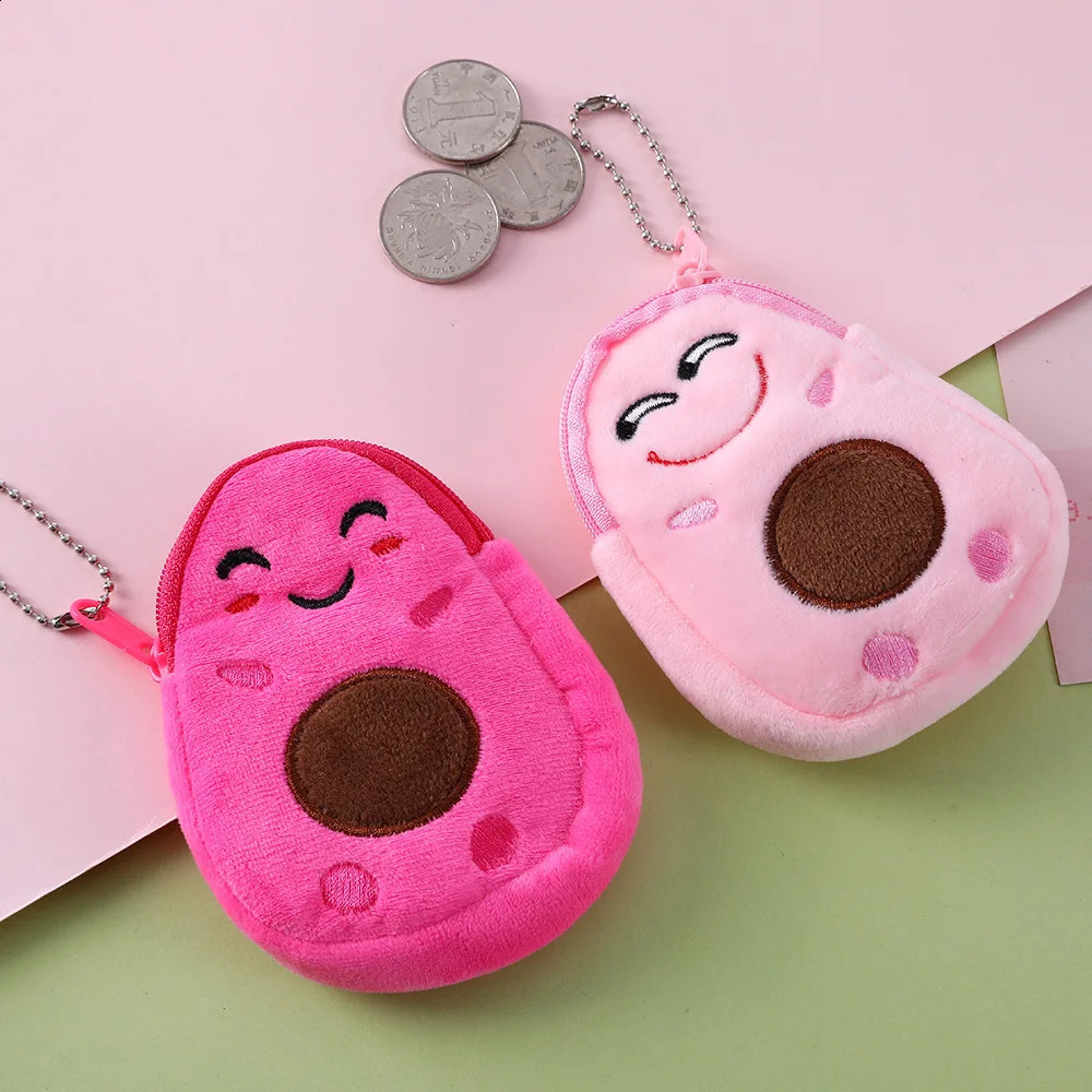 1Pcs Cartoon Mini Fruit Coin Wallet Childrens Funny Cute Plush Schoolbag Hanger Student Girl Change Bag Key Case 240919
