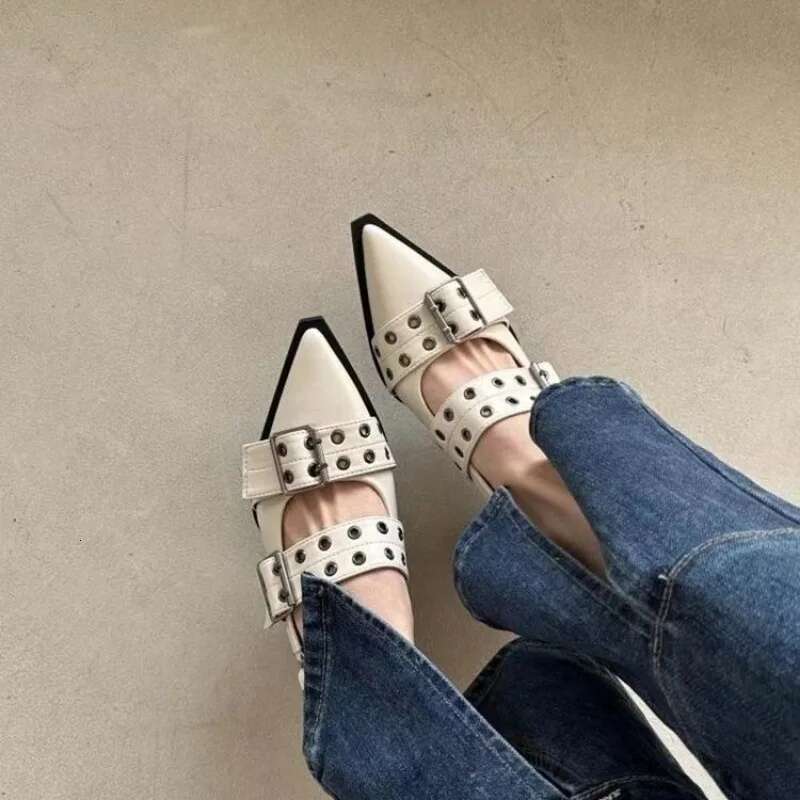 New 2024 Women Chunky Sandals Summer Fashion Mid Heels Pointed Toe Party Brand Casual Shoes Mujer Slippers atos htrghgfd