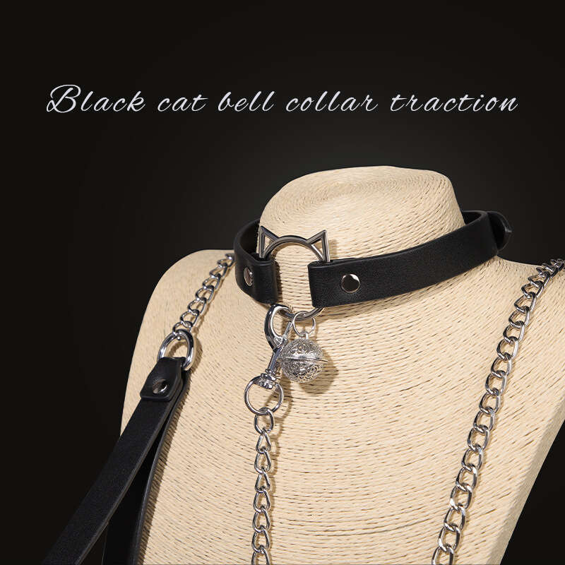 SM Sex Products Black Cat Bell Collar Male Female Slave Training Traction Neck Cover SM Sex Products Hair Replacement