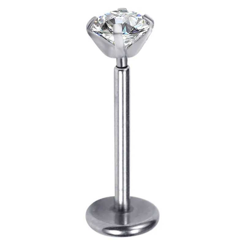 New Insert Lip Rings Labret Piercing Bar Nose Ring Helix Earrings Titanium Steel Ball Crystal Zircon Multi-use Body Jewelry Y240921