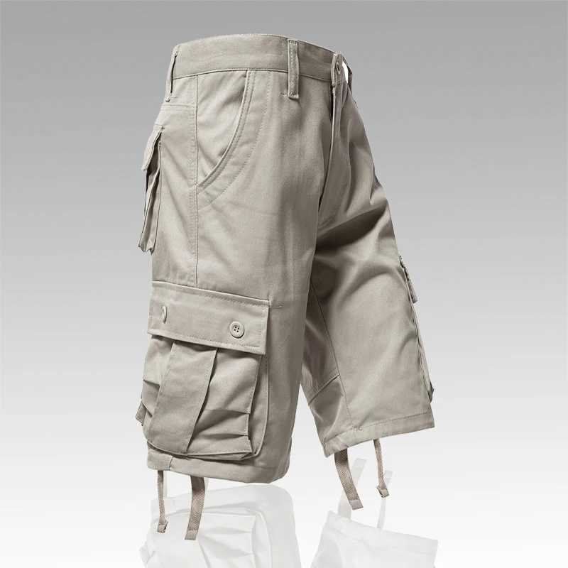 Mens Cotton Cargo Shorts Multi Pocket Tactical Half Pants Sports Casual Hiking Short Pants Fashion Y2K Male ClothesX240921