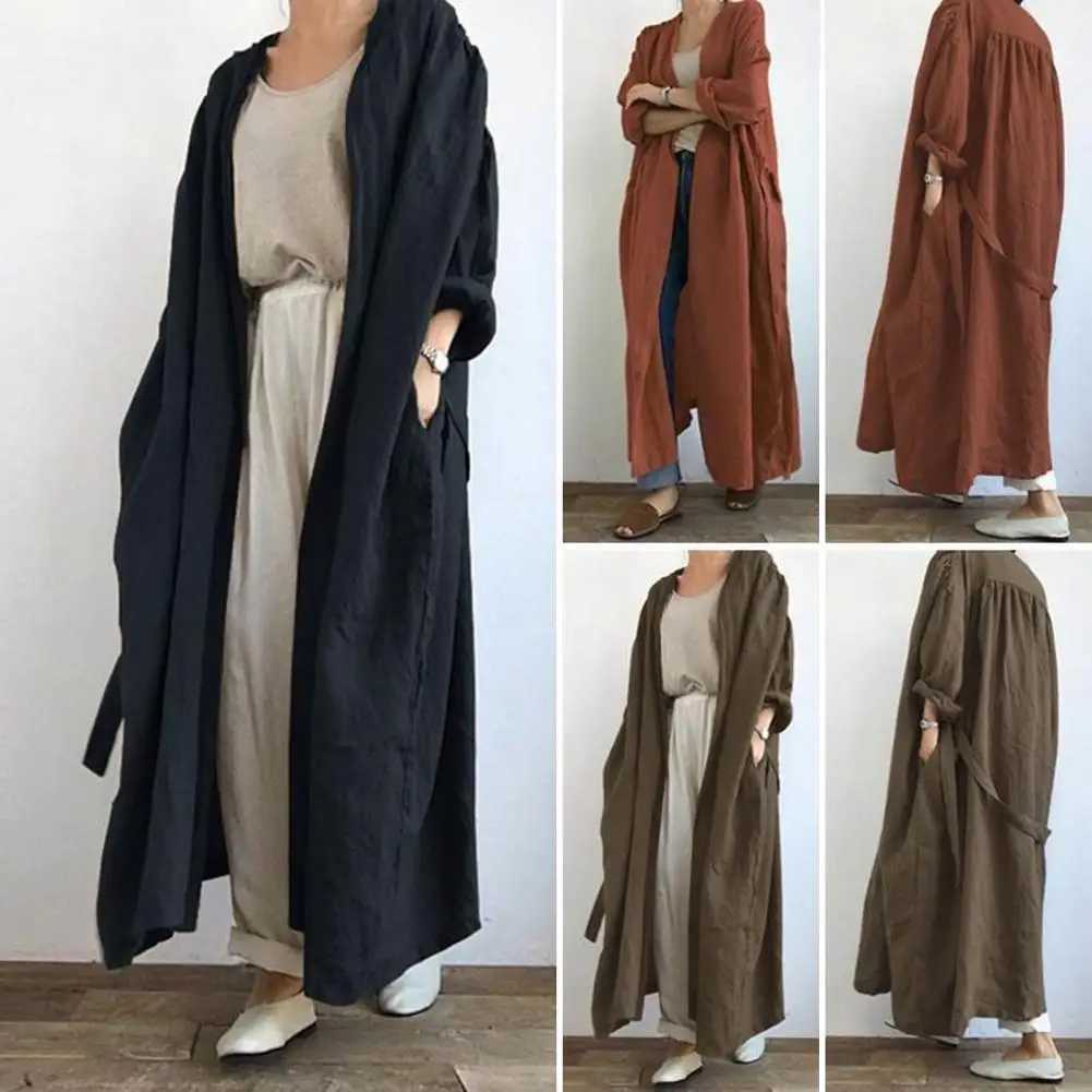 Cardigan Chic Oversized Pure Color Maxi Coat Cool Autumn Jacket Open Stitch Women ClothingX240921
