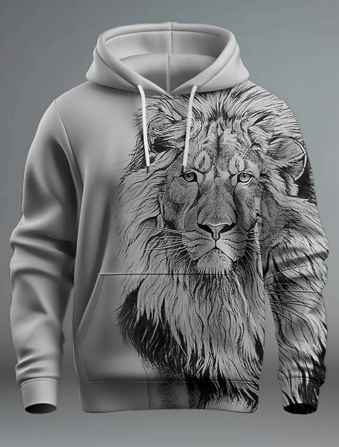 New Shape Lion Mens Fashion 3D Printed Hoodie Street Clothing Hoodie Long Sleeve Printed Front Pocket Spring Hoodie Sportswear W240921