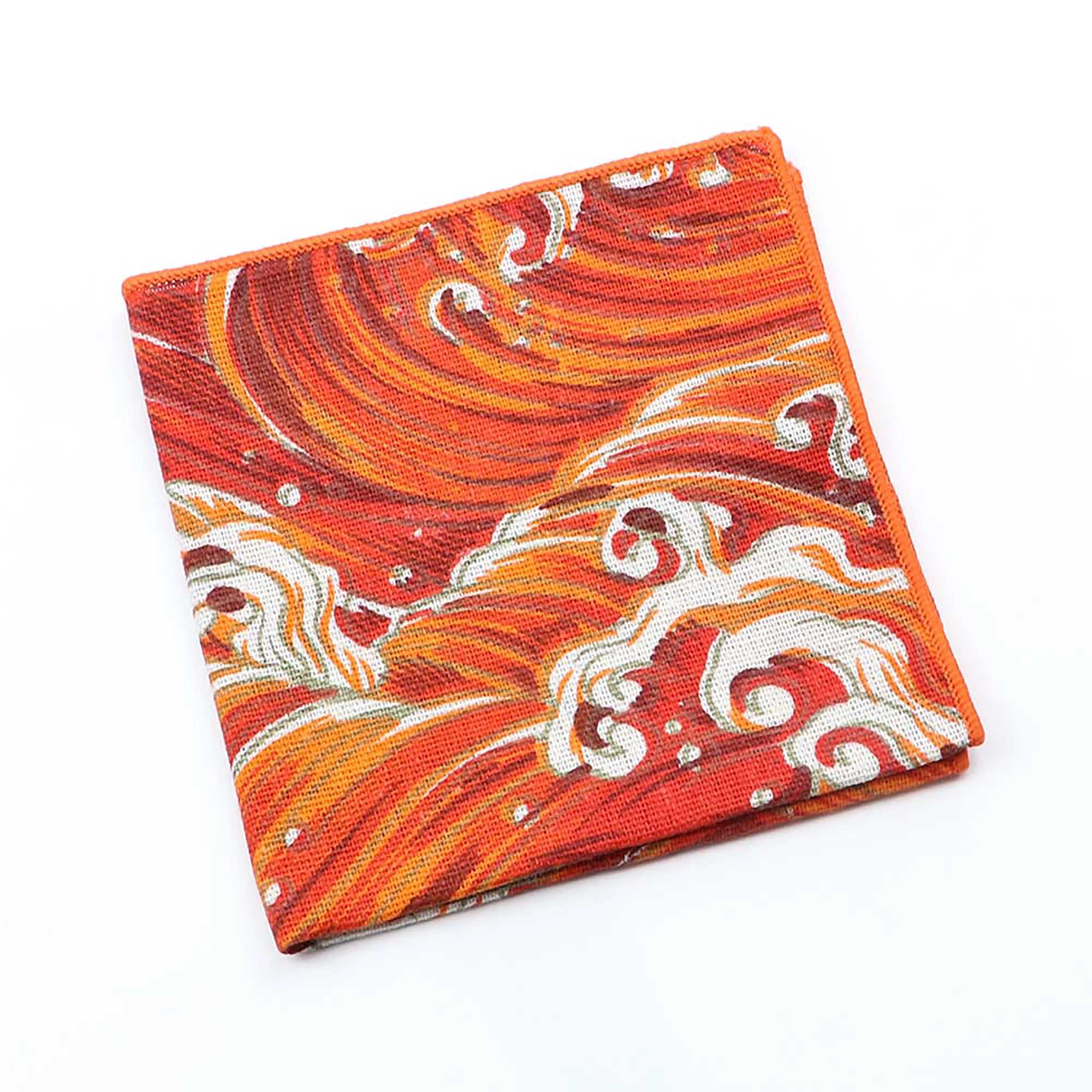 Japanese Style Linen Handkerchief Scarves Vintage Waves Cartoon Animal Flower Pattern Hankies For Men Casual Party Wedding GiftX240921