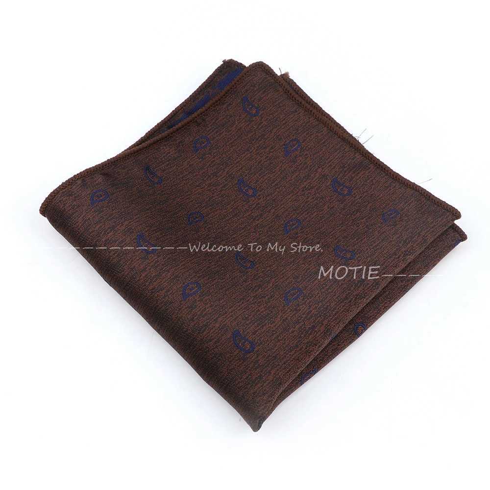 Polyester Paisley Handkerchief Brown Pocket Square Hanky For Men Wedding Party Daily Wear Shirt Suit Decoration Accessories GiftX240921