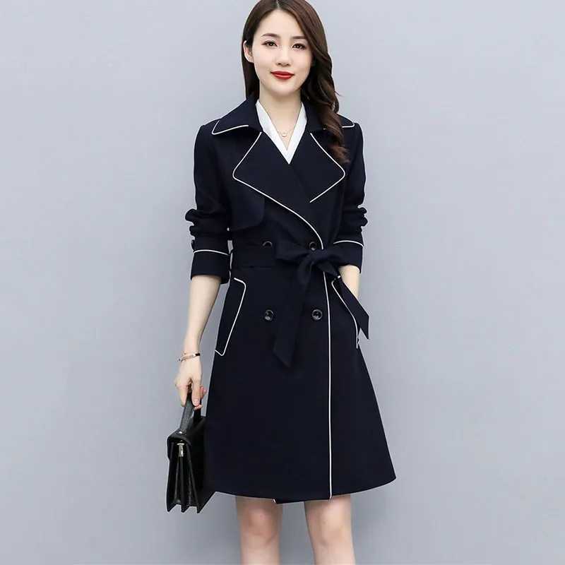 High-end Womens Casual Trench Coat Spring Autumn New Loose Lace-up Windbreaker Jacket Fashion Female Long Parker Overcoat 4XLX240921