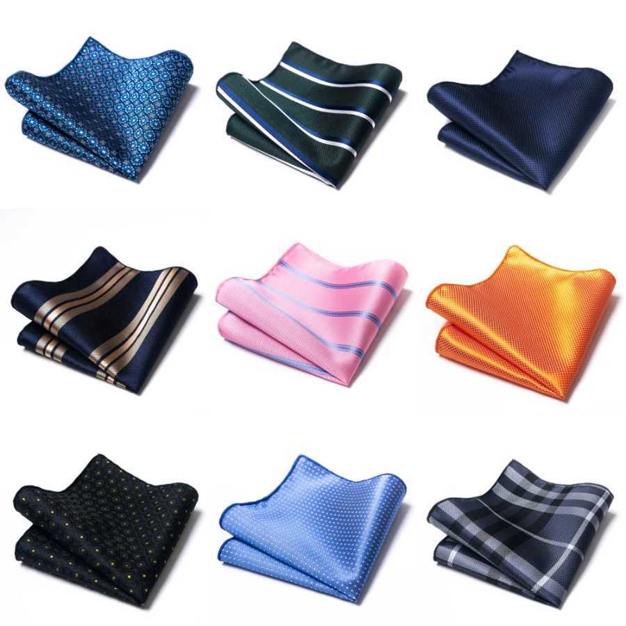 High Grade Brand Silk Kerchief Man Dark Blue Striped April Fools Day Fit Formal Party Pocket Square Handkerchiefs Suit HankyX240921