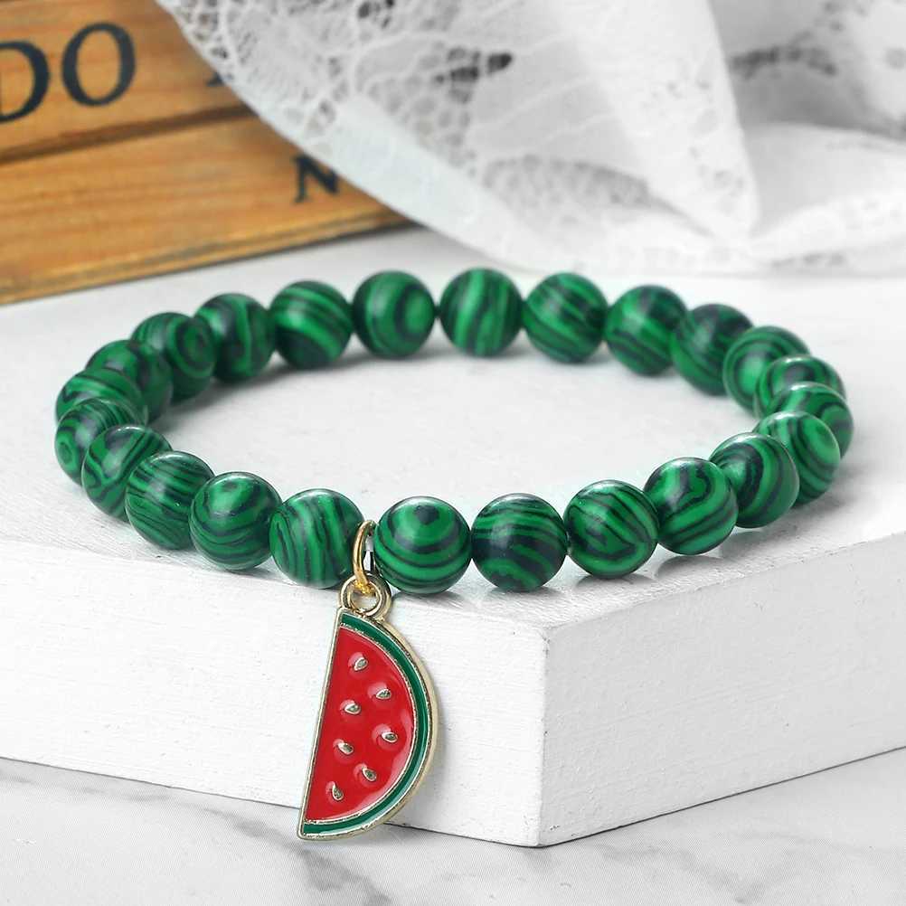 Fashionable Malachite Stone Beads Bracelets Women Boho Fruit Watermelon Bracelet Bangle Girls Charm Prayer Summer Jewelry GiftX240921