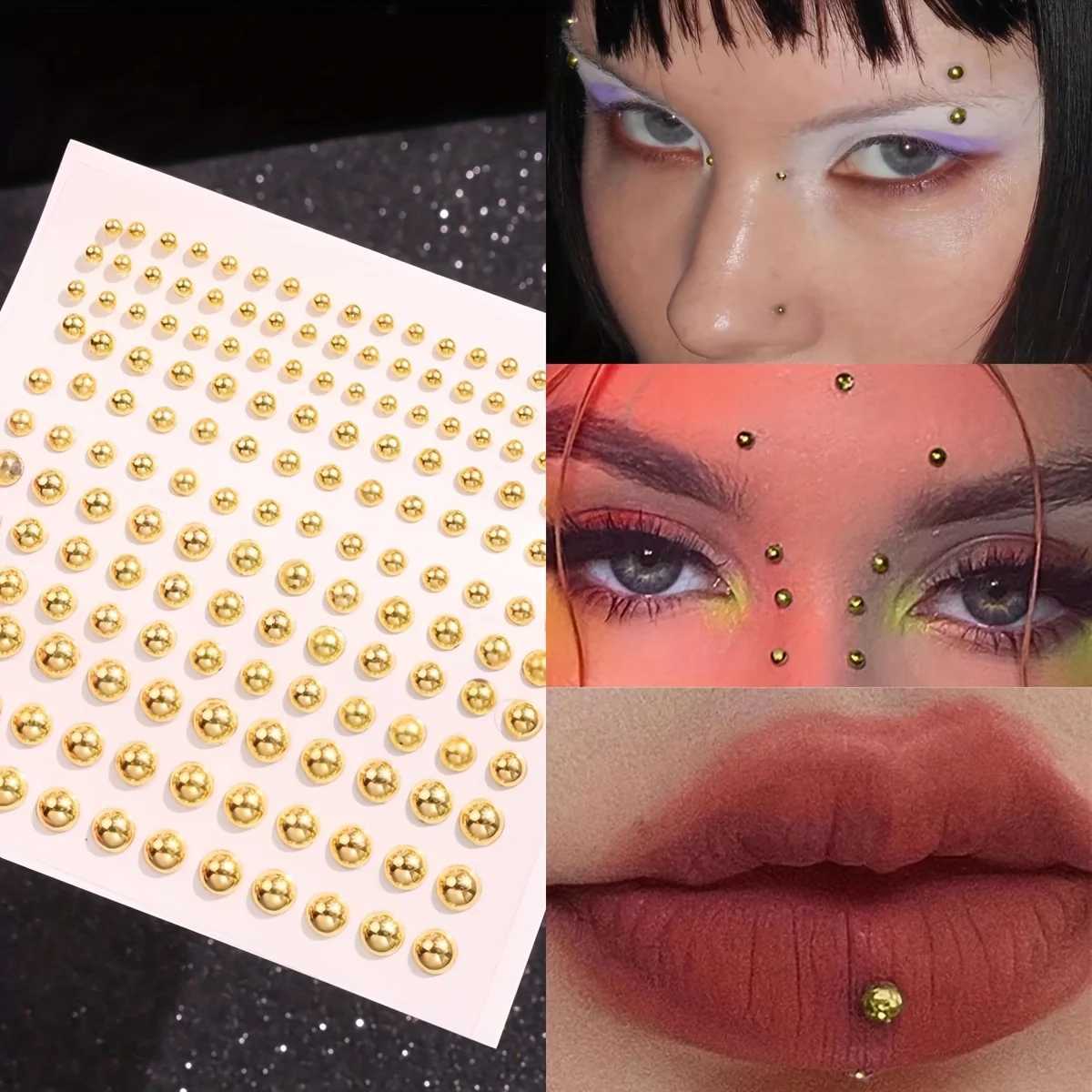 Rhinestone Faux Lip Studs Eyebrow Stickers Facial Decor For Women Personalized Party Jewelry Accessories Stainless Steel Y240921