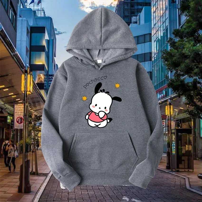 Cartoon printed mens sportswear with classic Pochacco patterns fashionable long sleeves autumn and winter casual clothing mens hooded sweatshirt W2409