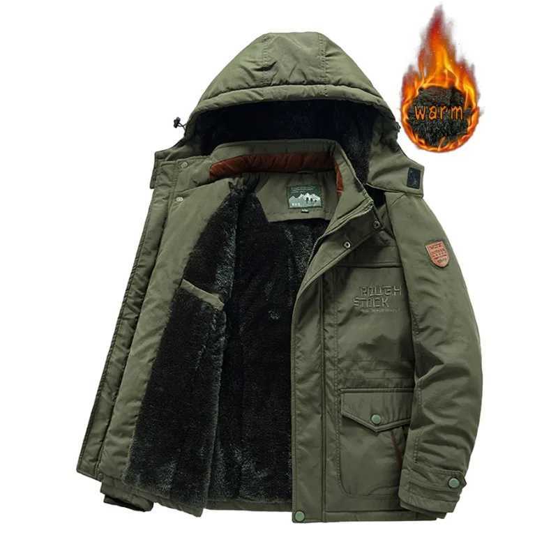 New Winter Mens Hoodie Wool Warm Parkas Long Jacket High Quality Mens Outdoor Leisure Winter Coat Size 6XL W240920