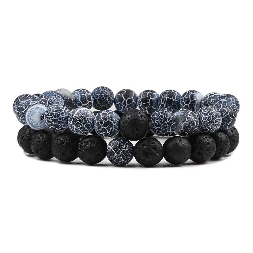 Men Bracelet Tiger Eye Stone Braided Bracelet Black Matte Natural Stone Beads Bracelet Couple Distance Charm Yoga Jewelry GiftsX240921