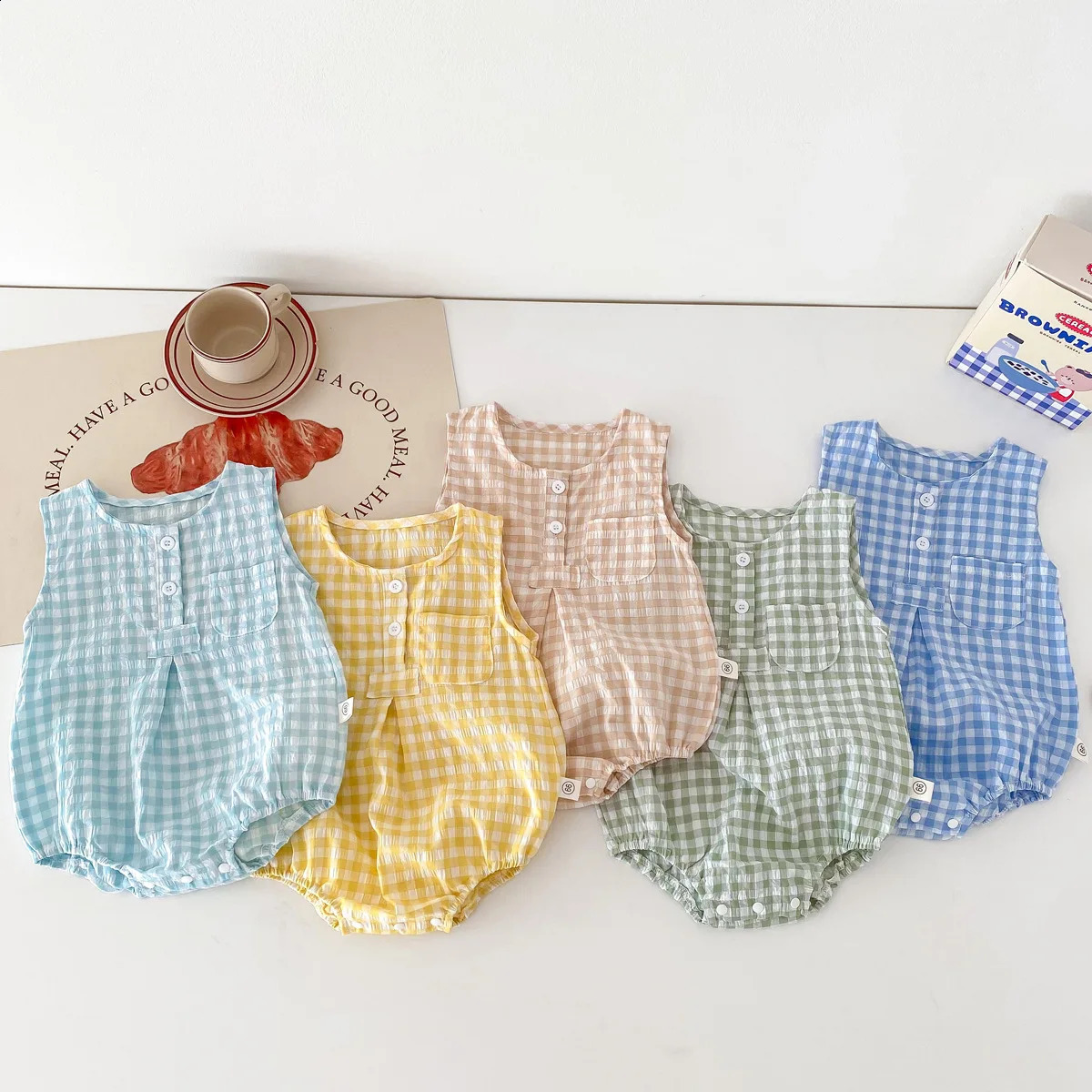 0-2 AgeRomper Summer Clothing Thin Loose Casual Toddler Triangle Vest Climb Clothes Infantil Costume Girls Onesie 240902