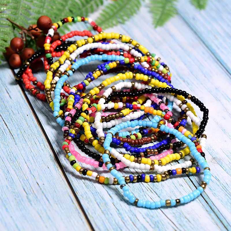 MOON GIRL 20 Pieces Seed Beads Charm Bracelet Boho Fashion Bohemian Girl Elastic Vintage Wrap Pulseras Femme DropshippingX240921