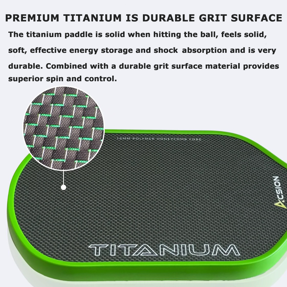 ACSION Titanium Pickleball Paddle T700 Carbon Fiber Thermoformed paddle 16mm Core with Foam Injected Edges for Spin and Control