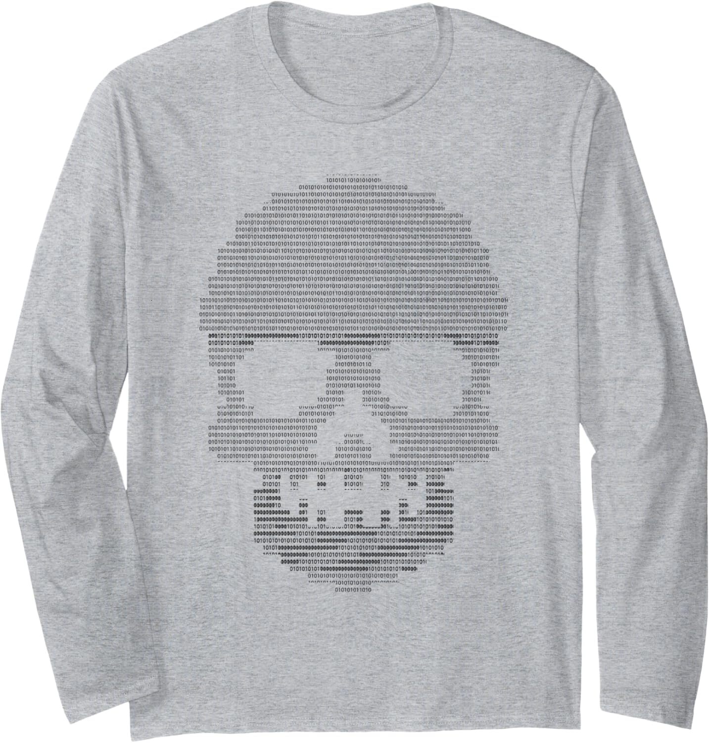 Long Sleeve Shirts for Men sweatshirt Fun Binary Skull Themed code Tech Gift for Geek Long Sleeve Tee Streetwear Casual tops clothes