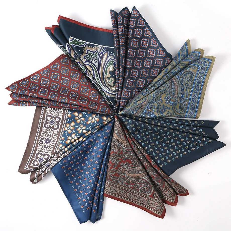 Customized Smith Mens Hanki Pocket Square Handle Polyester Paisley Flower Handle Square Scarf Wedding Party Gift W240921