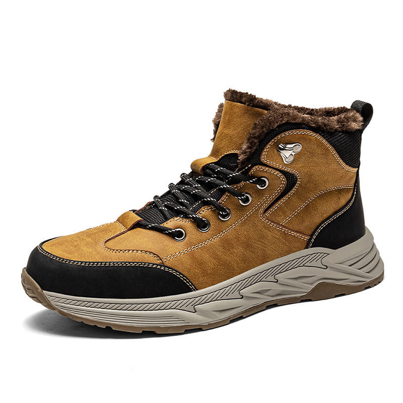 New autumn and winter men's shoes with plush warm boots, Northeast thick cotton shoes, outdoor sports hiking snow boots