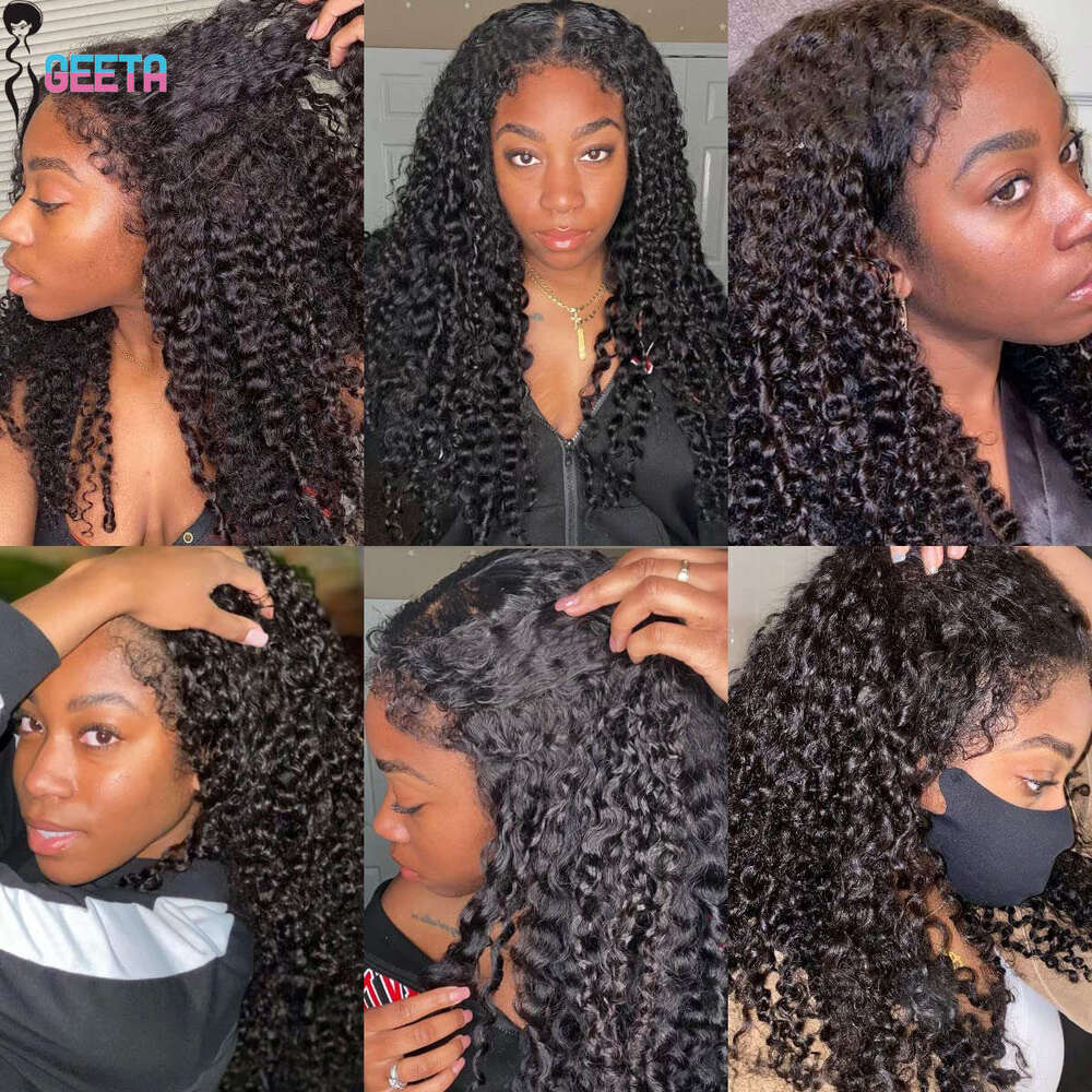 Deep Wave 13x4 Frontal Wig Kinky Curly Baby Front 13X6 4C Edges Transparent Lace Human Hair Wigs