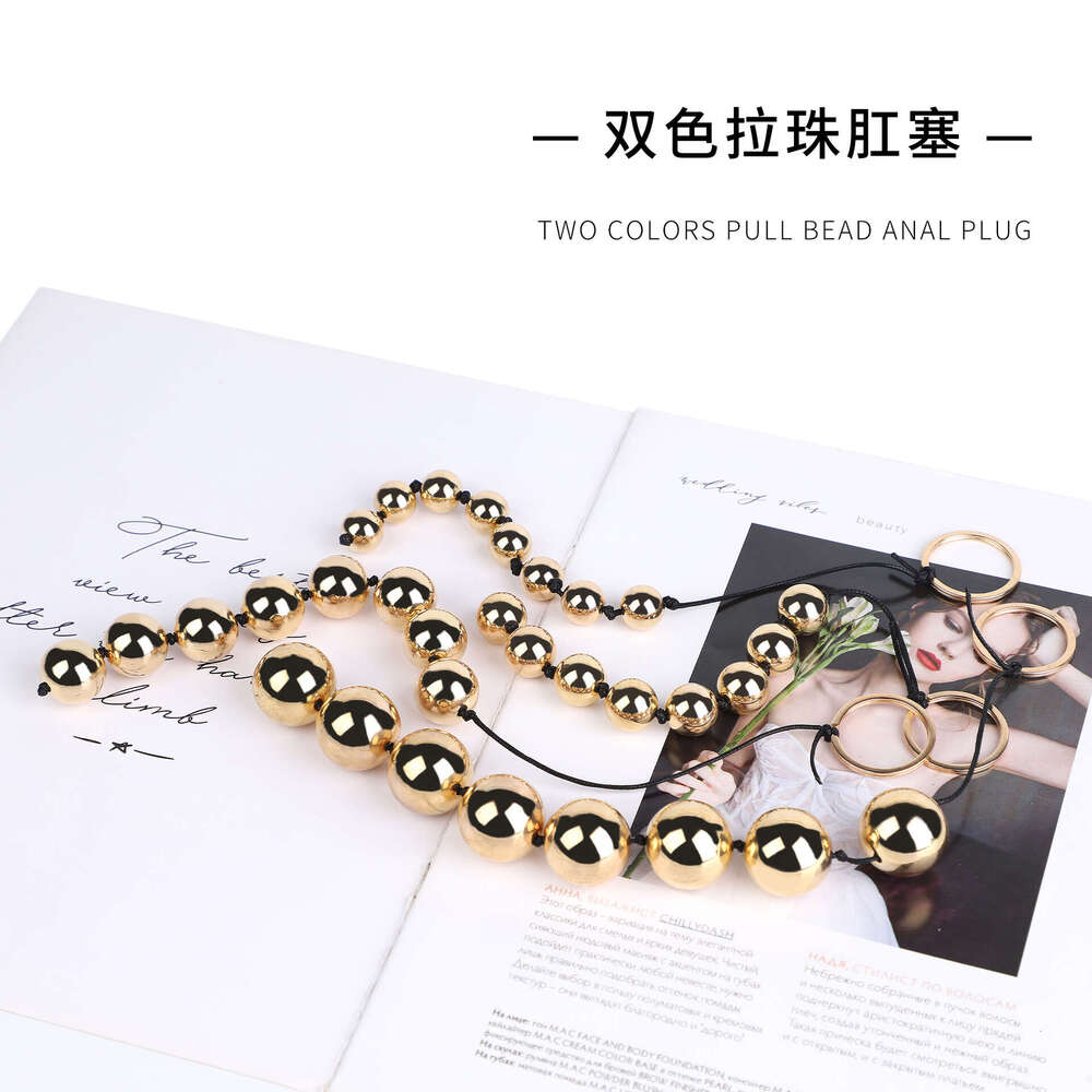 Sex toys SM props gold and silver plastic bead anal plug for women's harem development anal expansion device alternative adult products