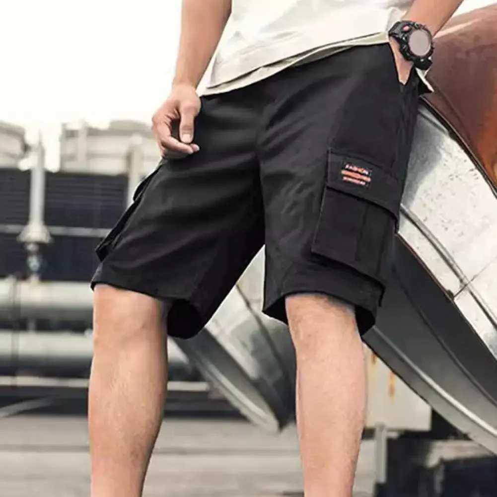 Elastic Waistband Men Shorts Mens Plus Size Cargo Shorts with Multiple Pockets Breathable Fabric Quick-drying for ComfortableX240921