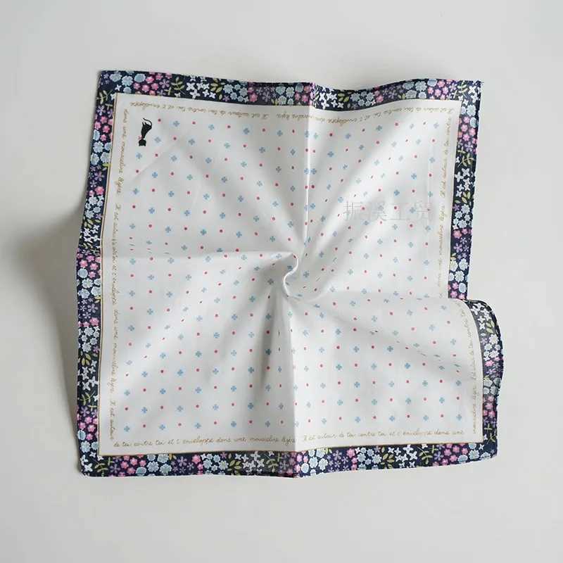 3Pcs 33x33cm Cartoon Cat Flower Printed Women Kids Handkerchiefs Bandanas Pocket Hankies Soft Cotton Party GiftX240921
