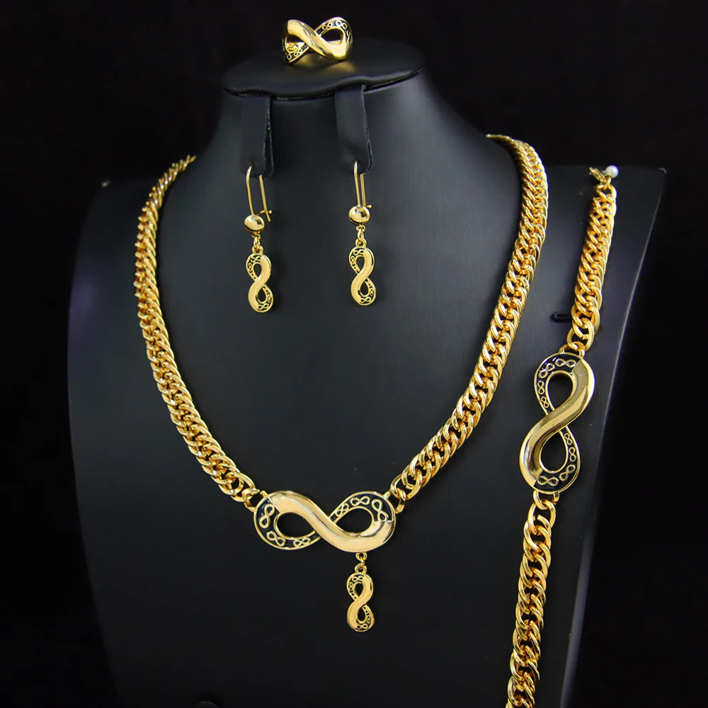 Middle East Gold Plated Jewelry Set 21k Dubai Africa Ethiopian Punk Personality Wedding Party Necklace Bracelet Sets 240911