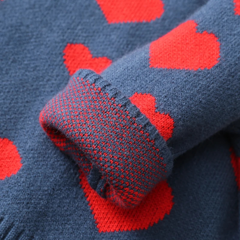Winter Autumn Spring Casual 3 4 6 8 10 12 Years Warm Pullover Knitted Wear Tops Heart Sweaters for Kids Baby Girls Clothes 240918