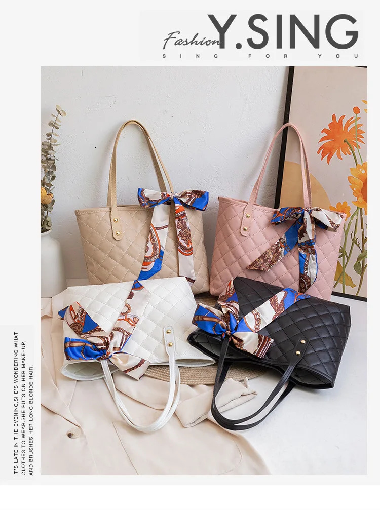 Large capacity gge embroidered trendy scarf tote bag, best-selg single shoulder bucket bag in Southeast Asia