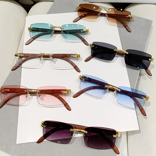 Square Rimless Sunglasses Men Rectangle Fashion Popular Men Shades Small Sun Glasses For Female Male Summer Traveling Purple S133 IVISTA
