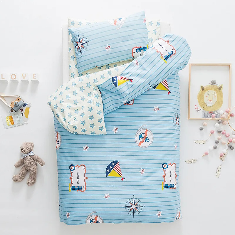 3 piecesset of childrens blankets kindergarten bedding baby crib pillow box cartoon soft cotton quilt cover for boys and girls 240909