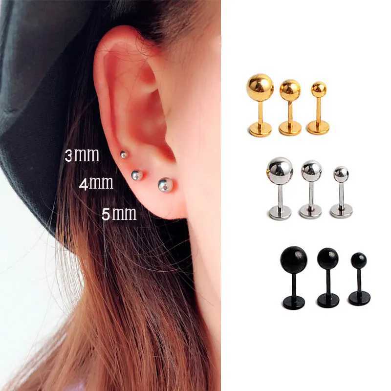 1Pair Titanium Steel 20G Flat Back Stud Earring Ball Screws Studs Ear Bone Nail Lip Tongue Piercing Body Jewelry for Women Men Y240921