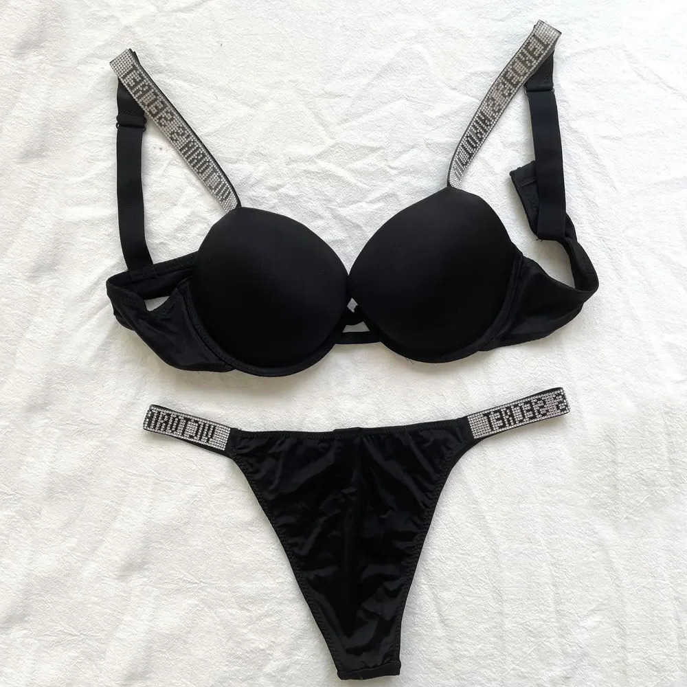 Bras Sets Womens lace underwear Bralette new sexy bra womens seamless bra set luxury VS letter rhinestone push up underwear set Y24092043TB
