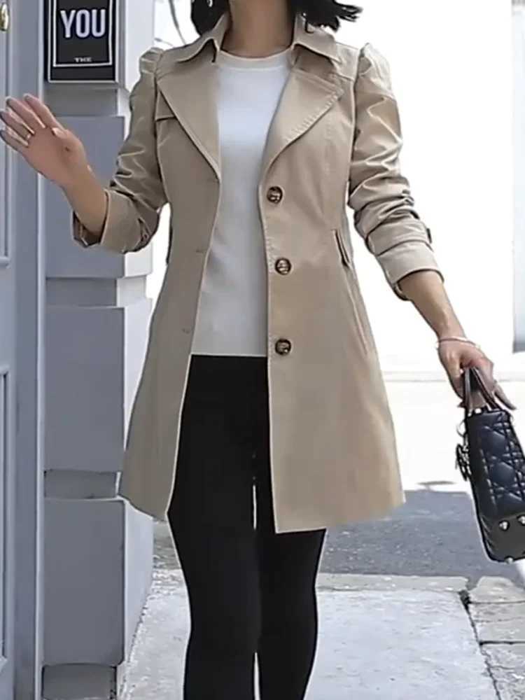 Spring Jacket Trench Coat Woman 2023 New Korean Fashion Overcoat Slim Elegant Long Sleeve Woman Clothes Khaki Windbreaker FemaleX240921