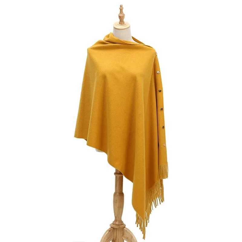 Spring and Autumn Womens Imitation Cashmere Womens Shawl Warm Solid Color Tassel Shawl Dual purpose Raincoat Shawl Pink W240921